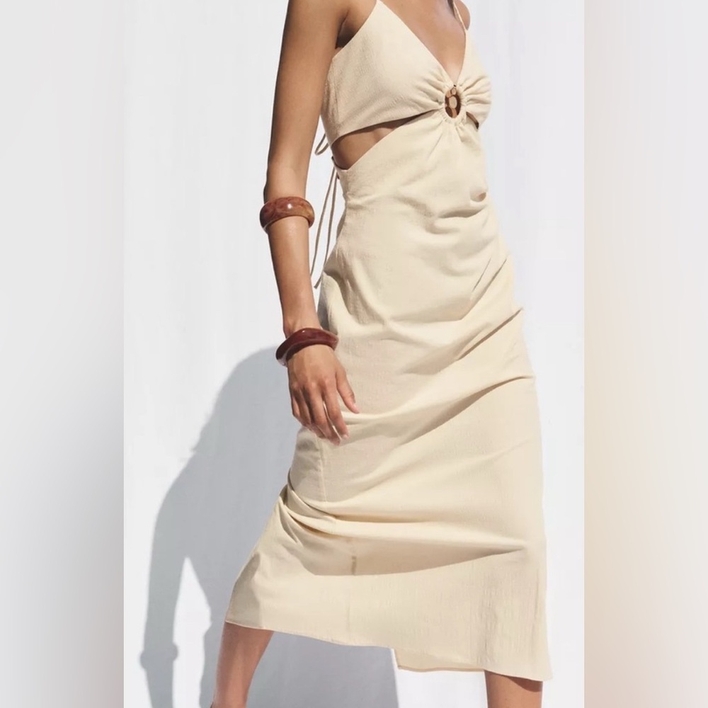 Zara Cream Cut-Out Dress